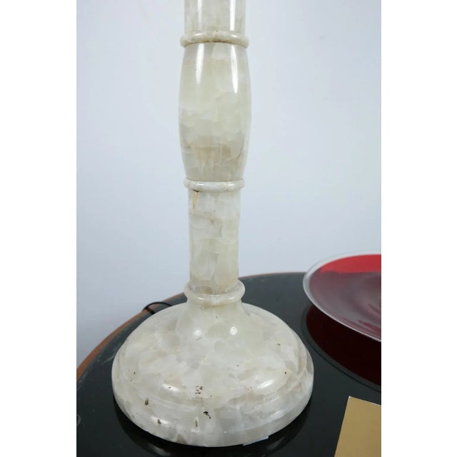Agate Stone Table Lamp with Satin Lampshade, 1970s For Sale - Image 3 of 9