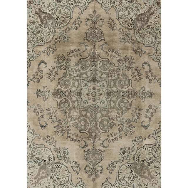 Islamic Vintage Muted Tabriz Rug - 10′ × 12′6″ For Sale - Image 3 of 7
