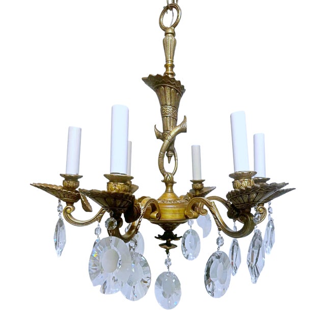1920s Classic Brass Spanish Style Chandelier For Sale