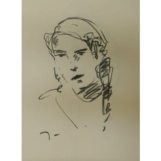 Contemporary Expressionist Style Figurative Female Portrait Ink Drawing by Jose Trujillo For Sale