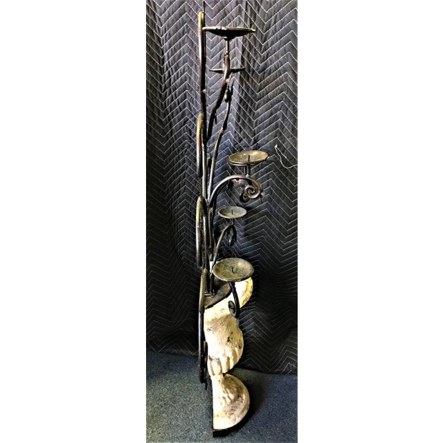 Early 21st Century Stone Wall Urn With Iron Candelabra For Sale - Image 5 of 13