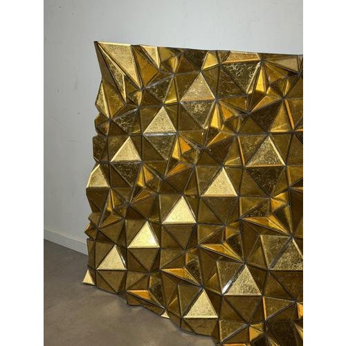 Large Sculptural Gold Faceted Mirror For Sale - Image 5 of 6
