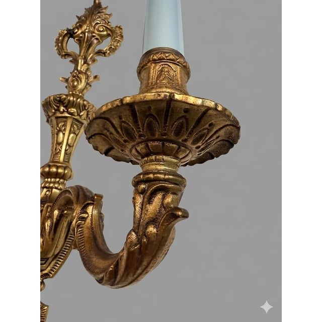 Antique French Sconces in Bronze, Set of 2 For Sale - Image 4 of 5