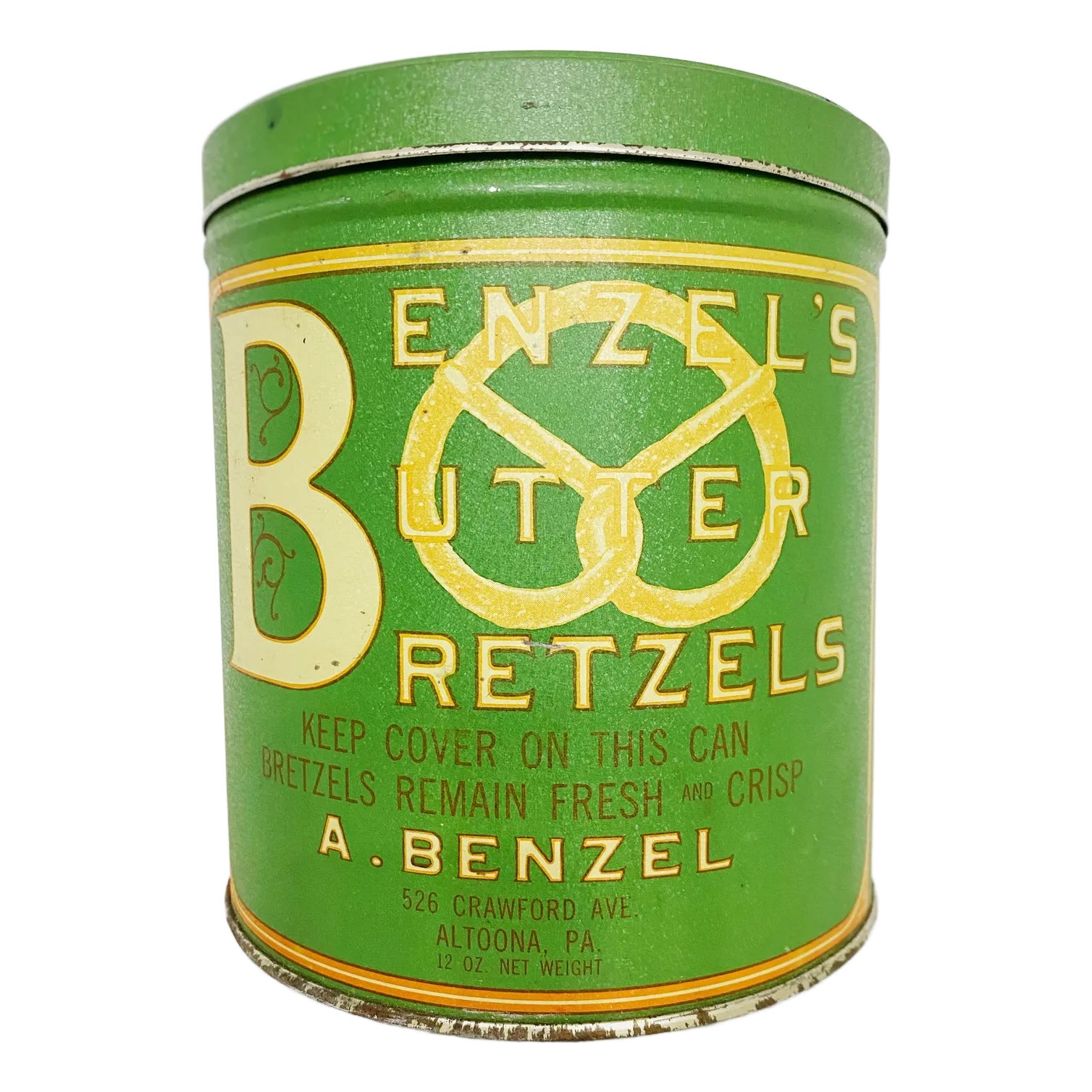 Benzel’s Butter Bretzels Snack Vintage Advertising Tin | Chairish