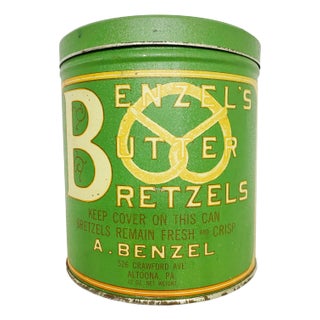 Benzel’s Butter Bretzels Snack Vintage Advertising Tin For Sale