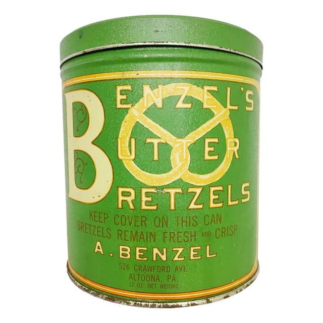 Benzel’s Butter Bretzels Snack Vintage Advertising Tin For Sale