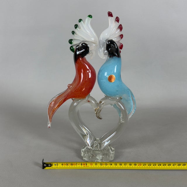 Modern Murano Glass Cockatoo Heart Parrot Sculpture, 1970s For Sale - Image 9 of 11