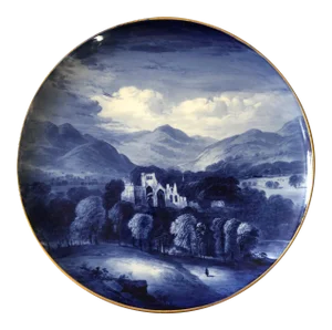 Copeland Blue and White Scottish Platter of Melrose Abbey