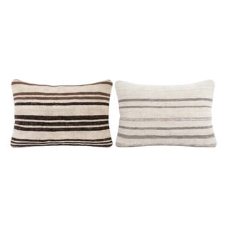 Turkish Lumbar Kilim Pillow Cover 16'' X 24'' - Set of Two For Sale