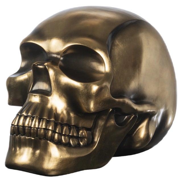 The Skull in Ceramic and Antiqued Golden Leaf from VGnewtrend For Sale
