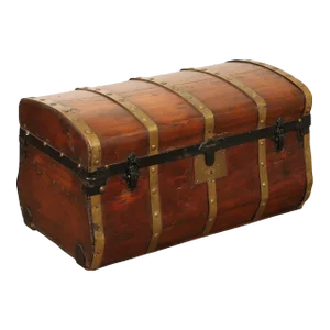 Antique Brass Bound Cedar Jenny Lind Steamer Trunk