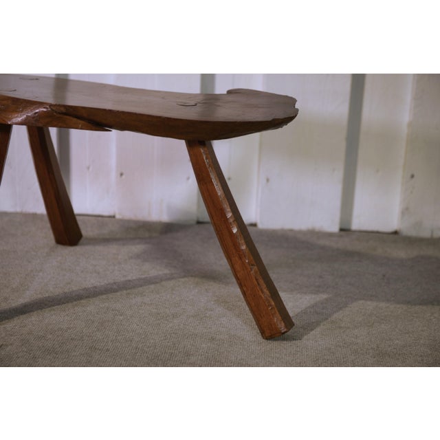 Vintage Brutalist Oak Stool, 1960s For Sale - Image 9 of 10