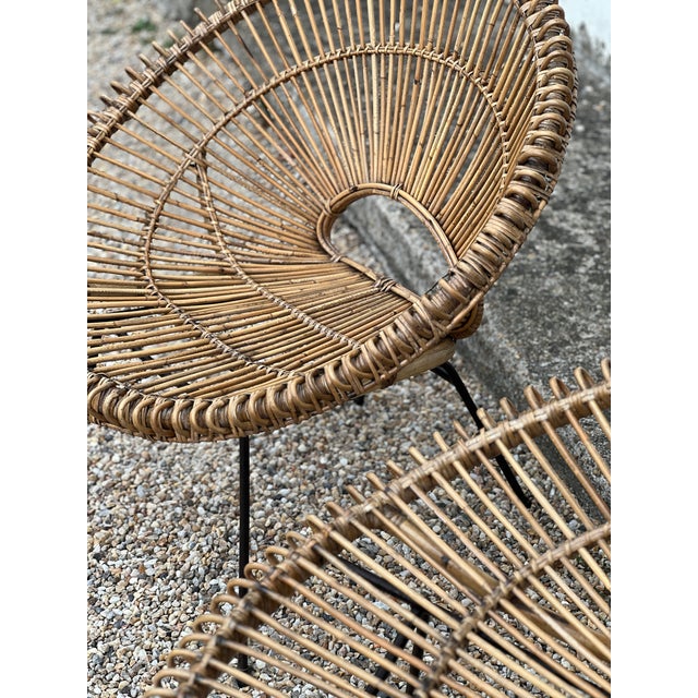 Rattan Soleil Model Armchairs attributed to Janine Abraham & Dirk Jan Rol, 1970s, Set of 2 For Sale - Image 9 of 10