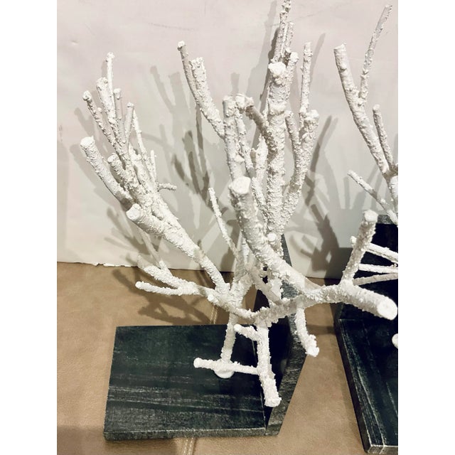 Organic Modern Textured White Twig Bookends Pair For Sale - Image 4 of 5