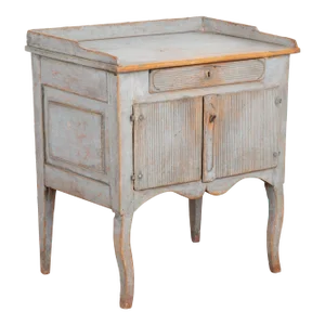 Original Blue Painted Small Cabinet or Nightstand, Sweden Circa 1860-80