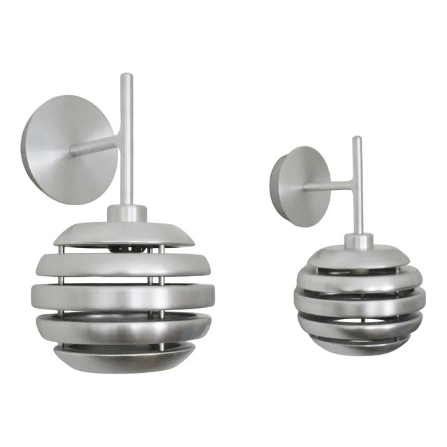 Brushed Aluminum and Mercury Wall Lights from Eglo, 1990s, Set of 2 For Sale