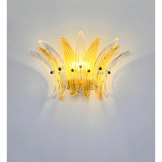 Transparent Sconce Palmette- Double Color – Clear and Amber Glass For Sale - Image 8 of 10