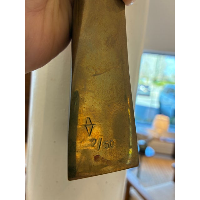 Pair of Solid Bronze Vintage Candlesticks For Sale - Image 10 of 12