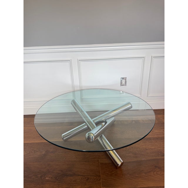 Milo Baughman for Thayer Coggin Mid 20th Century Attributed to Milo Baughman "Jax" Chrome & Glass Coffee Table For Sale - Image 4 of 8