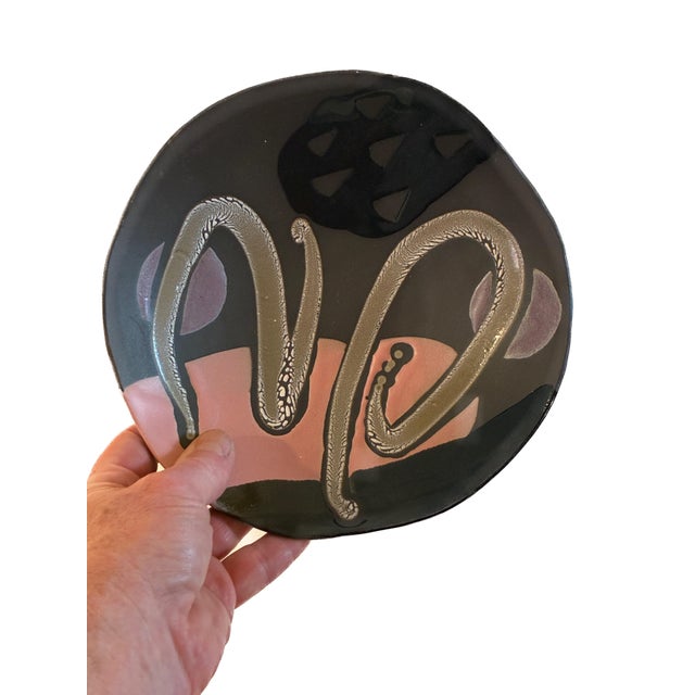 Postmodern Abstract Postmodern Wall Plaque and Shallow Dish For Sale - Image 3 of 6