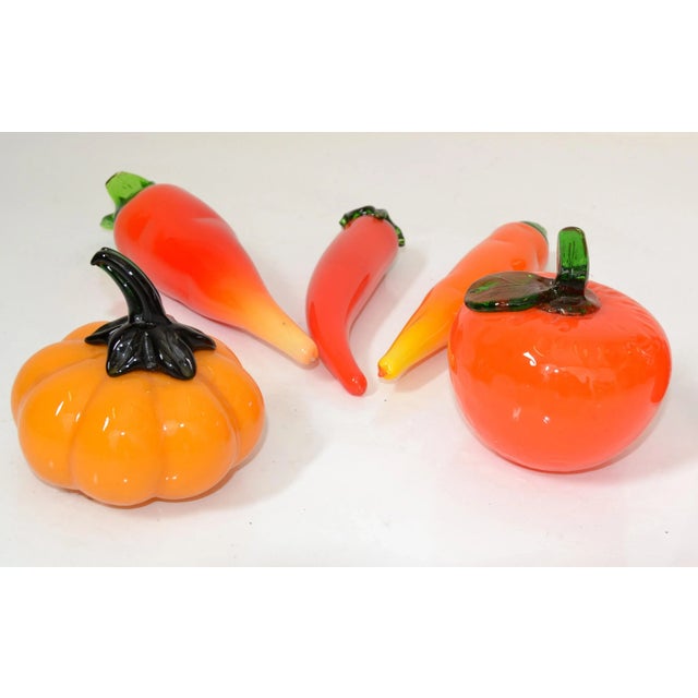 1980 Blown Murano Style Art Glass Set 5 Fruit and Vegetables Italy Mid-Century Modern For Sale - Image 13 of 13