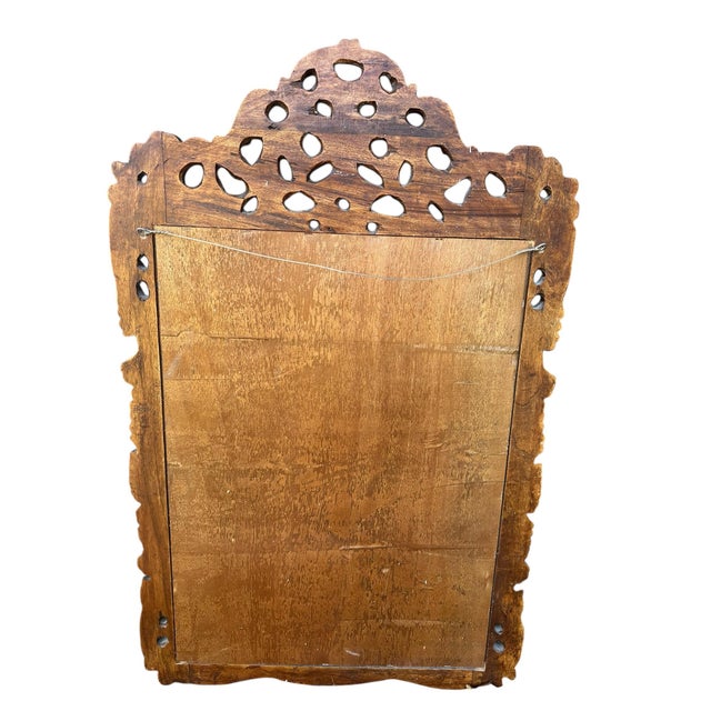 Vintage French Rocco Style Hand Carved Wood Wall Mirror For Sale - Image 4 of 11