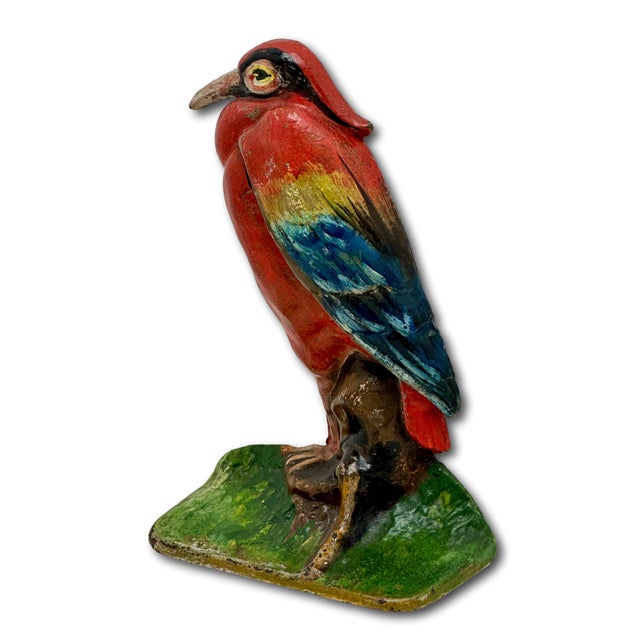 Outstanding & Rare Antique Beautifully Hand Painted Albany Foundry Cast Iron Heron Doorstop Circa 1920s For Sale - Image 13 of 18