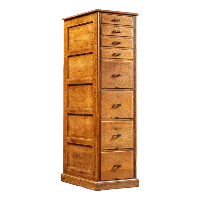 Antique Oak Vertical File Cabinet With Document Drawers by Library Bureau For Sale