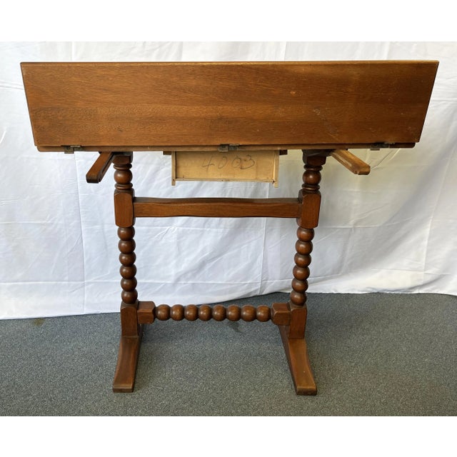 Antique Ship's Navigation Table/ Desk Handmade of Solid Wood With Barley Twist Legs For Sale - Image 4 of 13