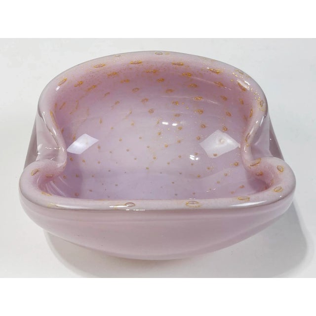 Murano Vintage Venetian Murano Dish Pink W/ Gold Flecks For Sale - Image 4 of 8