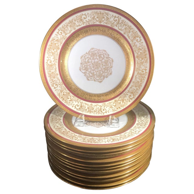 Vintage Opulent Gold Encrusted Service Dinner Plates- Set of 12 For Sale - Image 10 of 10