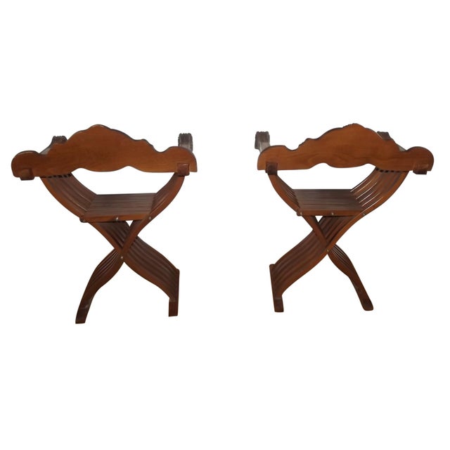 Early 20th Century Italian Savonarola Chairs, Pair For Sale - Image 4 of 4