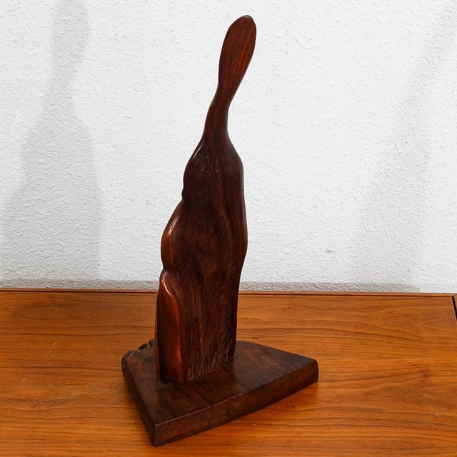 1960s Mid Century Modern Artisan Carved Abstracted Figure Sculpture Walnut Studio MCM For Sale - Image 5 of 12
