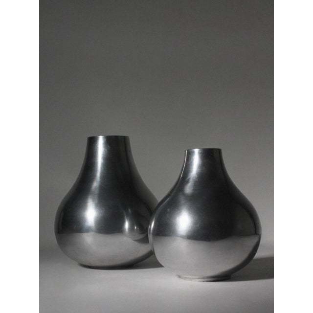 1980s Polished Aluminum Bulbous Vase, 1980 For Sale - Image 5 of 6