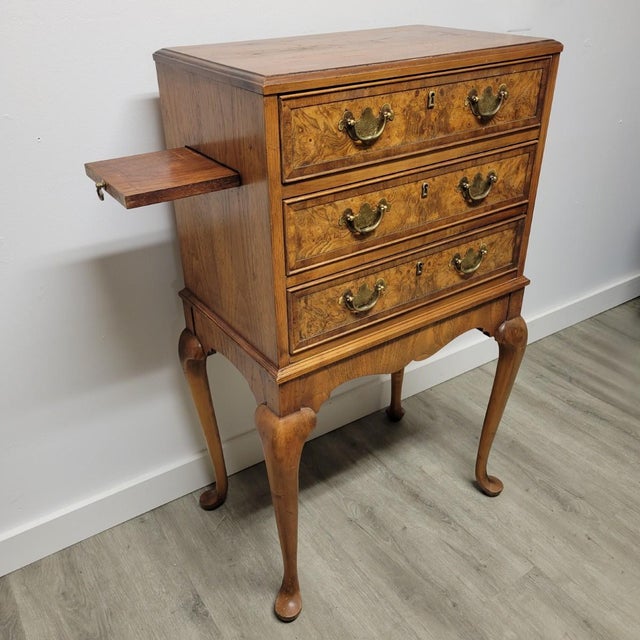 Hekman Furniture Hekman Walnut Burl & Oak Silverware Flatware Chest With Side Slides For Sale - Image 4 of 14