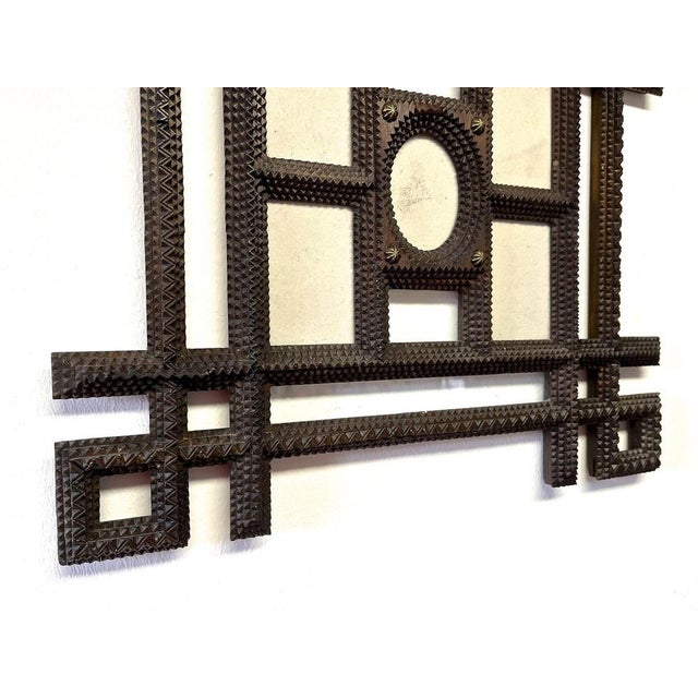 Glass Handcarved Tramp Art Photo Frame, Austria, 1900s For Sale - Image 7 of 15