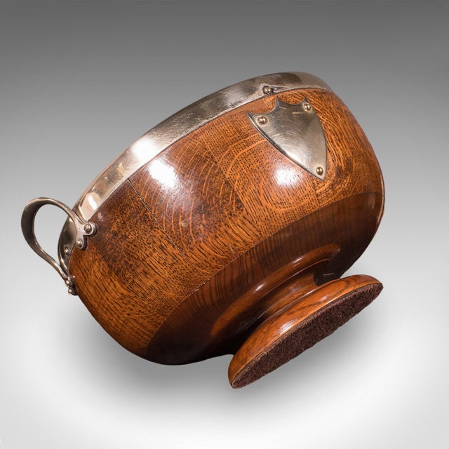 Antique Presentation Prize Bowl, English, Oak, Ceramic, Fruit Dish, Edwardian For Sale - Image 12 of 12