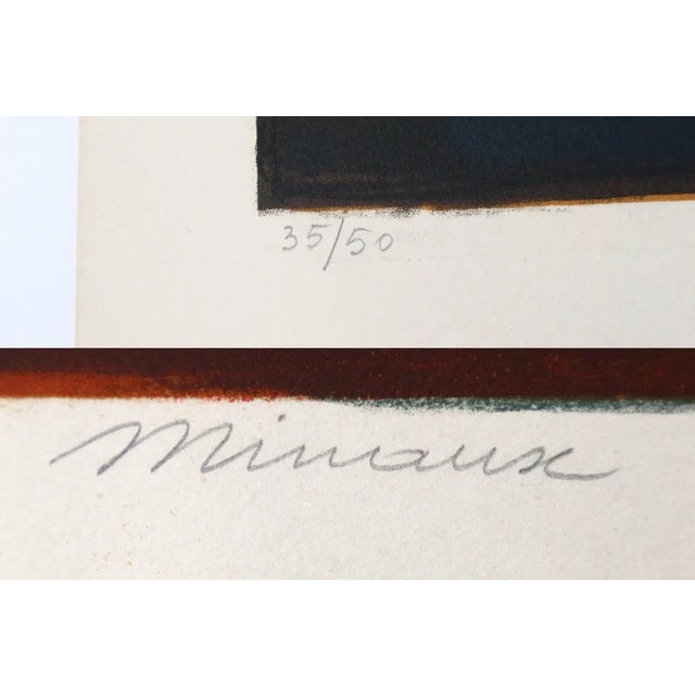 1960s Minaux Original Lithograph Visage Rouge 1967 Signed & Numbered For Sale - Image 5 of 6