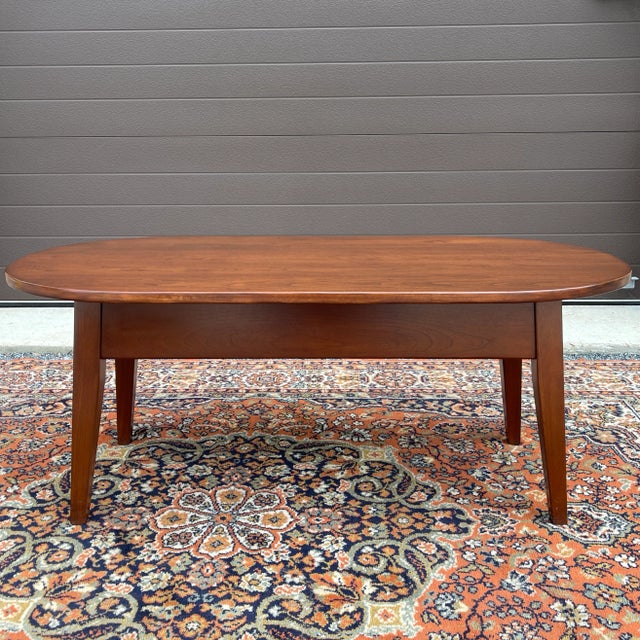 Ethan Allen Vintage American Shaker Solid Cherry Oval Coffee Table For Sale - Image 4 of 8