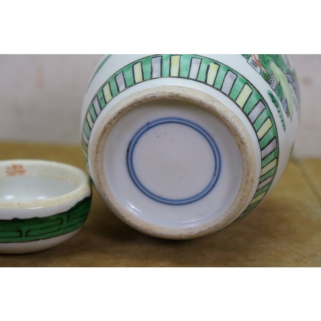 2 Antique Chinese Qing Famille Verte Porcelain Ginger Jars Mantel Urns For Sale - Image 10 of 18