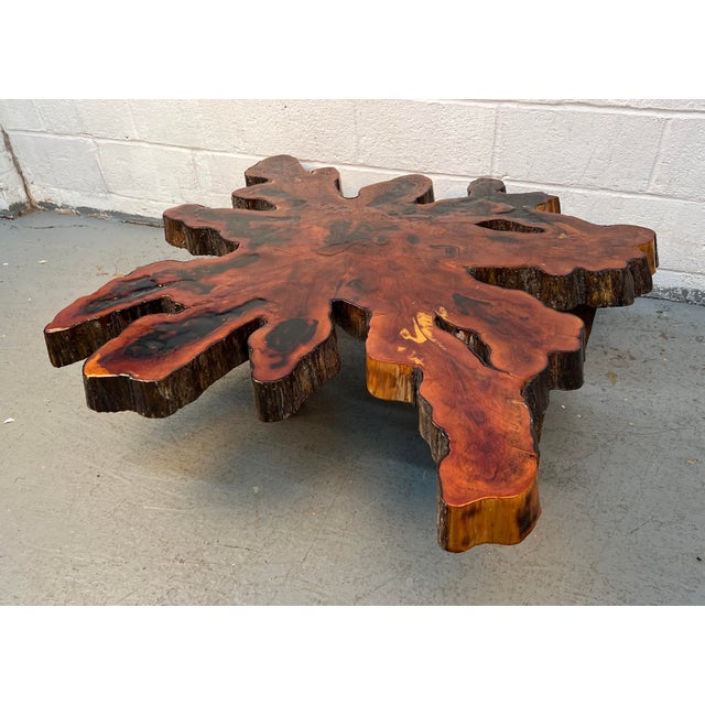 Make a bold statement with this one-of-a-kind vintage live edge cypress coffee table, expertly handcrafted to showcase the...