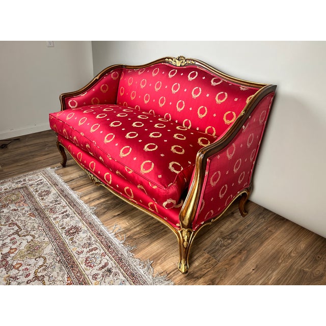 Traditional Early 19th Century French Regency Style Custom Upholstered Settee For Sale - Image 3 of 9