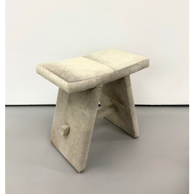 Late 20th Century Contemporary Cowhide Low Stool For Sale In West Palm - Image 6 of 8