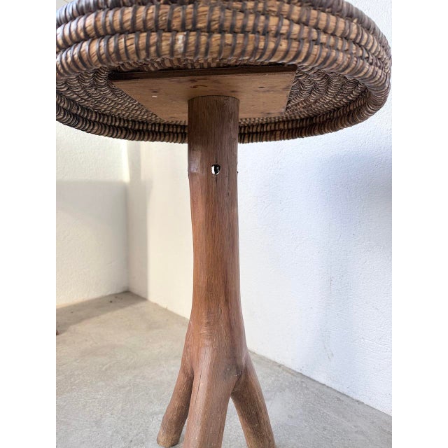 Folk Art Tripod Stand in Woven Straw, 1950s For Sale - Image 15 of 18
