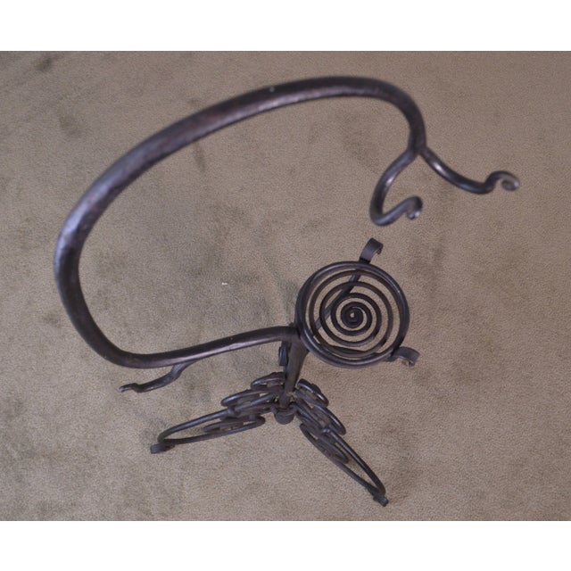 Antique Hand Wrought Iron Tea Kettle Stand For Sale - Image 9 of 13