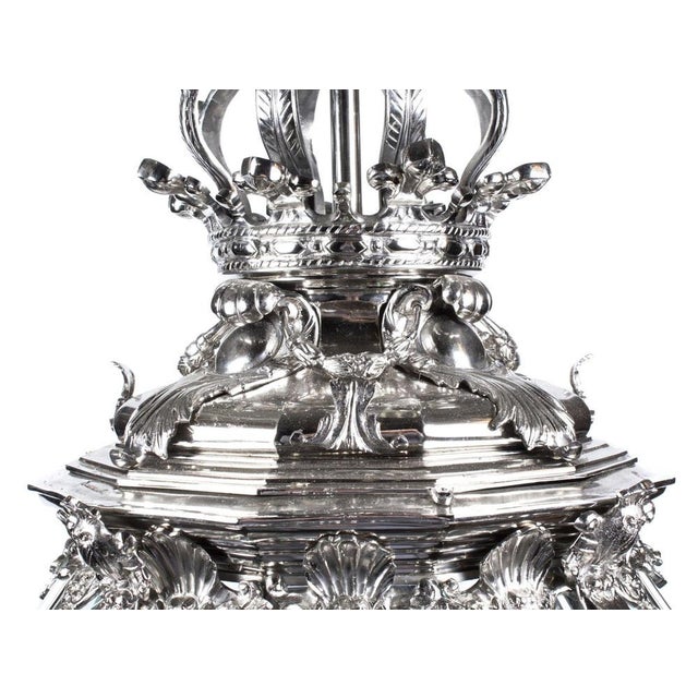 Vintage Silvered Bronze Versailles Diamond Baluster Lantern, Set of 2 For Sale - Image 3 of 10