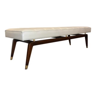 John Richard Modern White Channeled Leather Dolcetto Bench For Sale