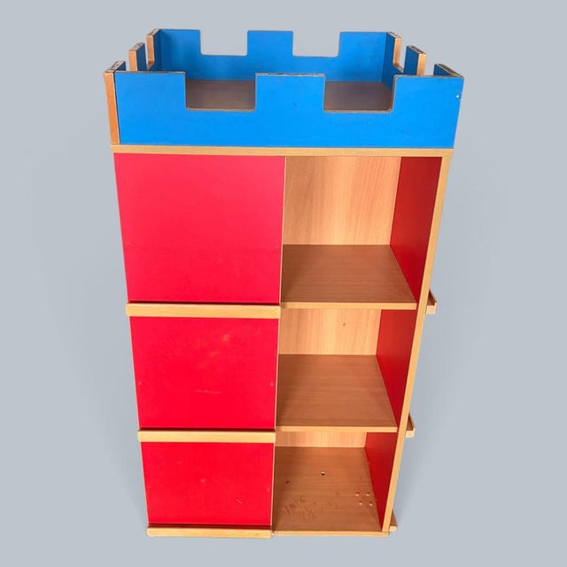Postmodern Castle Bookcase & Vinyl Record Storage Unit For Sale - Image 5 of 9