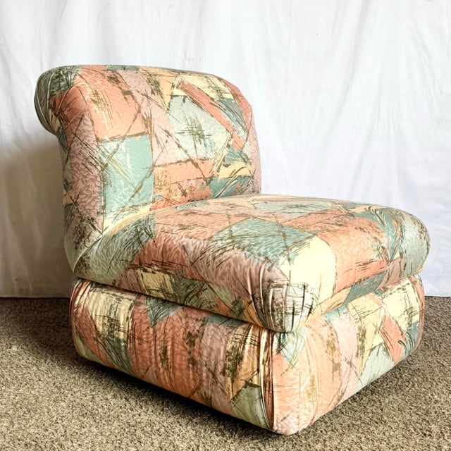 Postmodern Postmodern Sculpted Upholstered Flared Lounge Chairs For Sale - Image 3 of 10