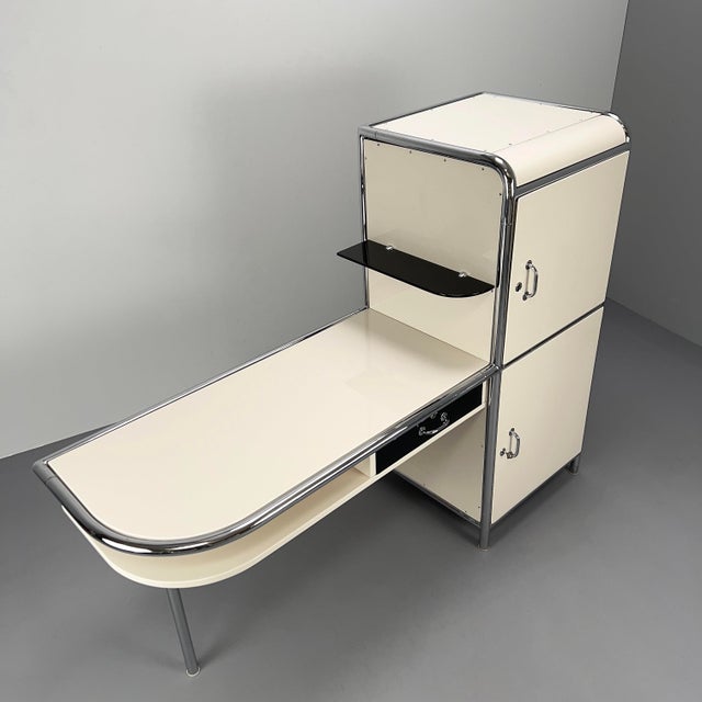 Medical White Tubular Steel Desk, 1930s For Sale - Image 4 of 13